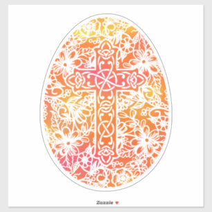 Påskägg Watercolor Kor Orange Klistermärken
