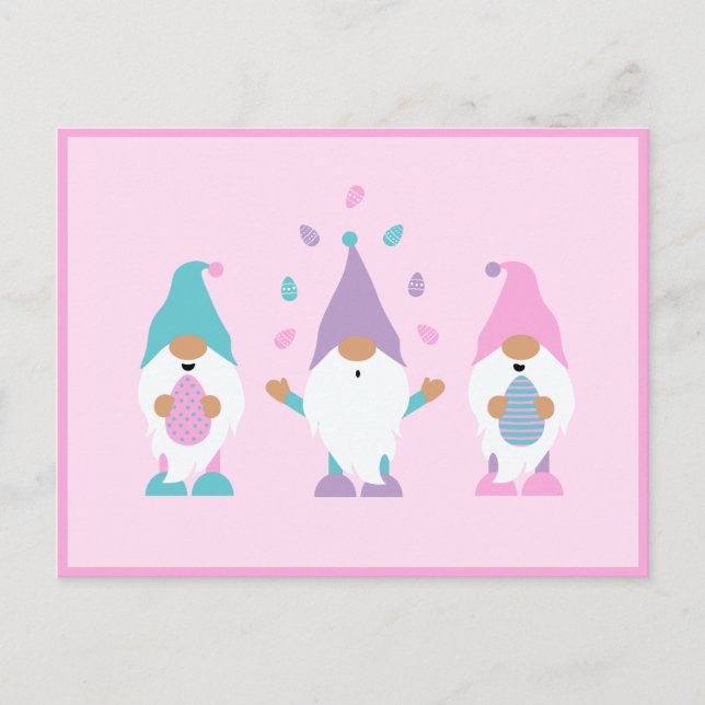 Påskäggen glad påsk Gnome Juggling Vykort (Framsida)