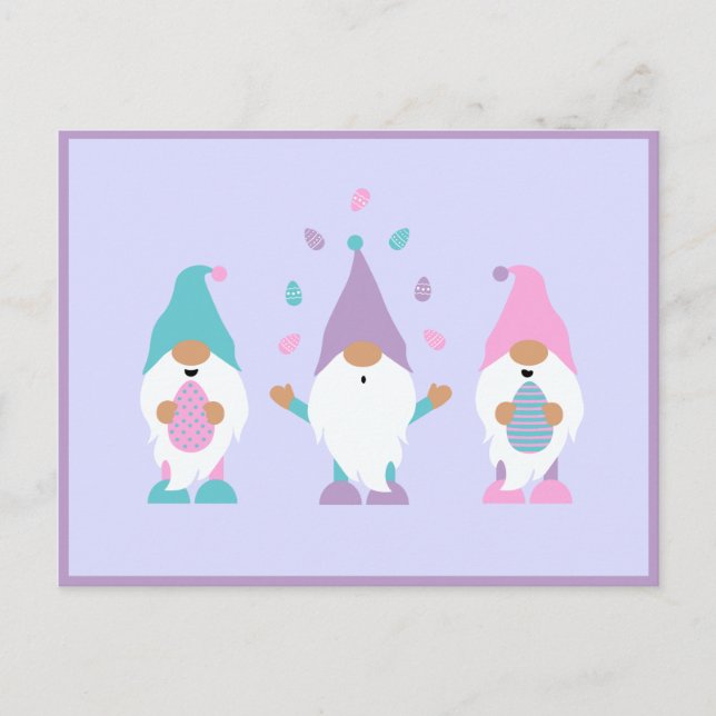 Påskäggen glad påsk Gnome Juggling Vykort (Framsida)