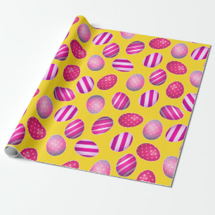 Påskäggens Gult och Rosa Mönster Presentpapper