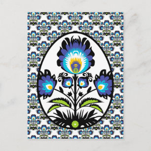 🐤 Påskägget 🐤 BeVacker Folklore Blue Pysanka Vykort