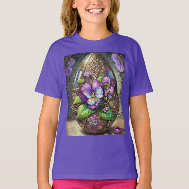 Påskägget Blodda Fågelfots bryter mot vilda blommo T Shirt (Framsida)