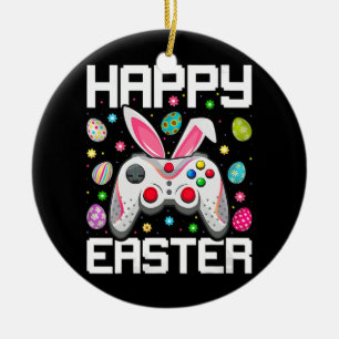 Påskägget Bunny Gamer för videospelsstyrenhet Julgransprydnad Keramik