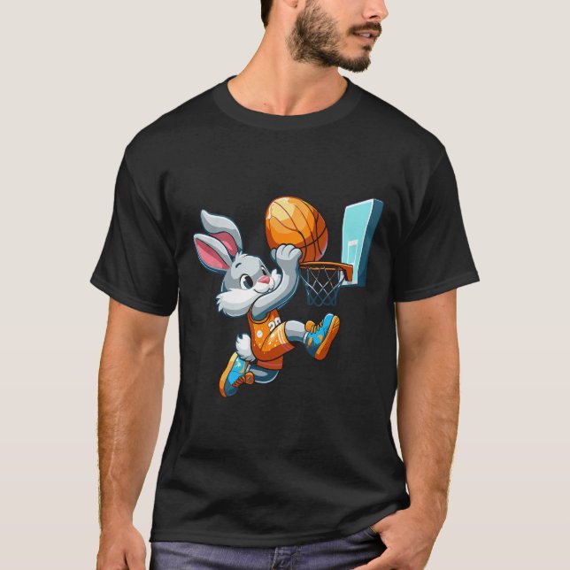 Påskägget Bunny Rabbit Played Dunking Bysketbyll T Shirt (Framsida)