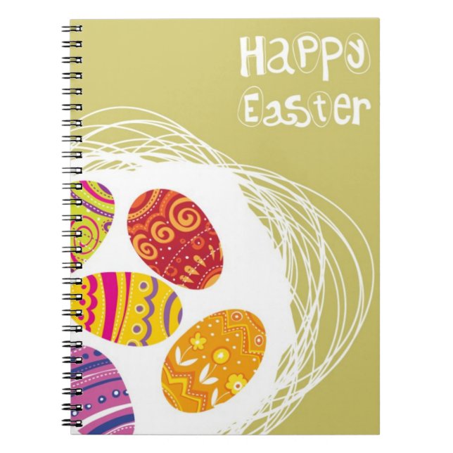 Påskägget bygga bo in på grön bakgrund anteckningsbok (Framsidan)