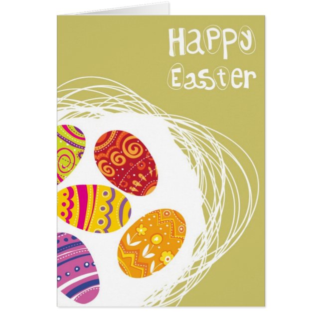 Påskägget bygga bo in på grön bakgrund hälsningskort (Framsidan)