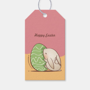 Påskägget Cute Bunny som pressar Grönt Presentetikett