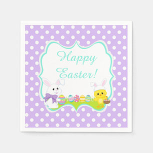 Påskägget Cute Påskhare och Chick Hunt Pappersservett