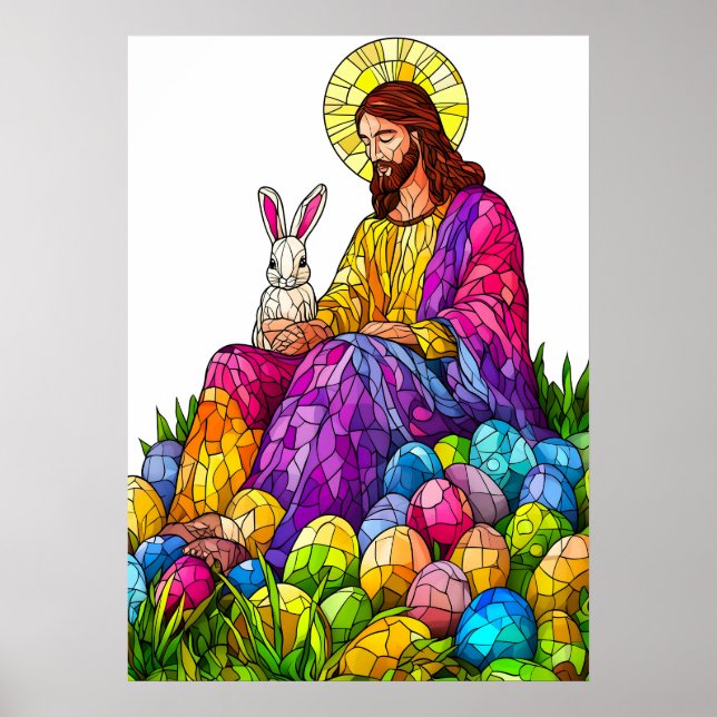 Påskägget Glass Jesus Poster (Framsidan)