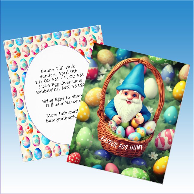 Påskägget Hunt i  Budget Charming Gnome & Basket Flygblad (Budget Charming Gnome & Basket Easter Egg Hunt Flyer)