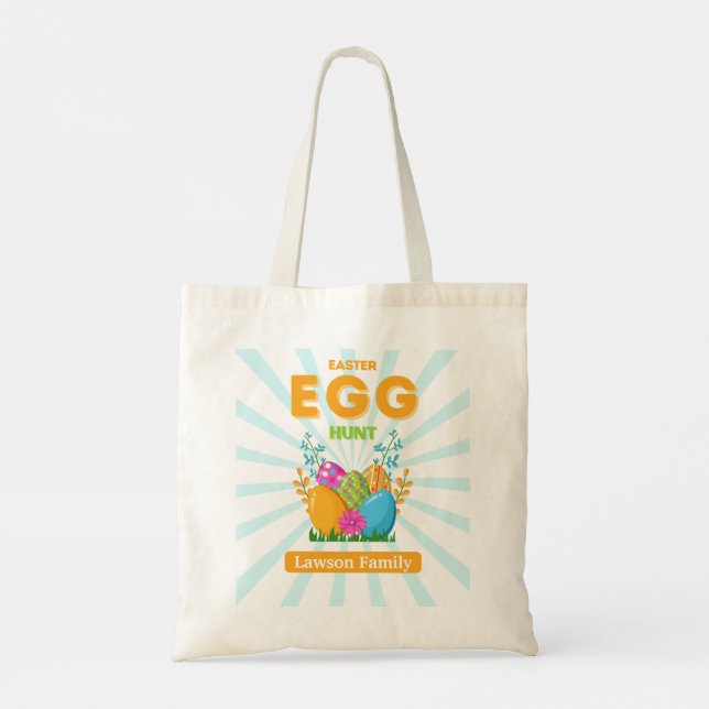 Påskägget Kids Tote Bag för Personligen Egg Hunter Tygkasse (Baksida)