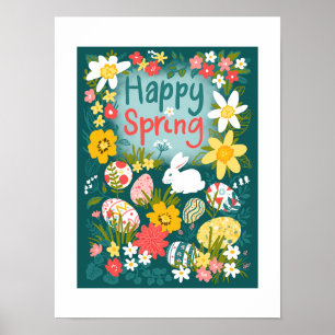 Påskägget Lycklig jagar blomman fält Poster