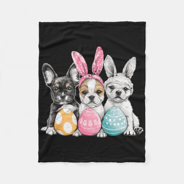 Påskägget Påsk Hund Påsk Hund Bunny Öron Fleecefilt (Framsidan)