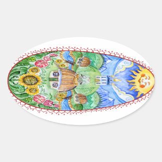 Påskägget Pysanka Ovalt Klistermärke
