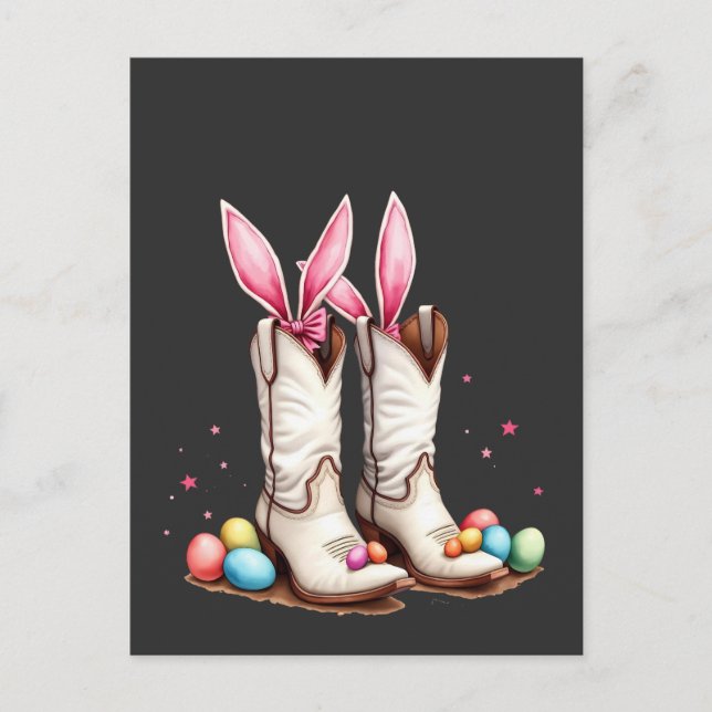 Påskägget Retro Howdy Påsk Funny CowboyBoots Vykort (Framsida)