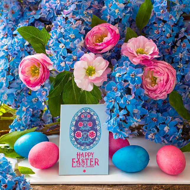 Påskägget Rosa i den ukrainska traditionen Pysanka Julkort (Skapare uppladdad)
