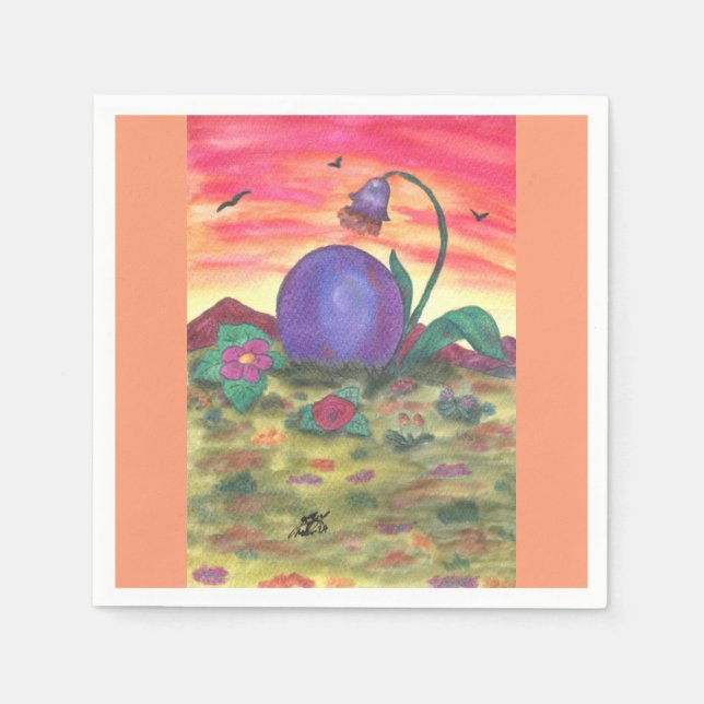 Påskägget Soluppgång för  Vattenfärgsbild Pappersservett (Framsidan)