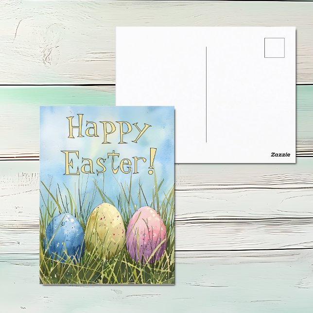 Påskägget Vattenfärg, trio Vykort (Watercolor Easter Egg Trio Postcard.)
