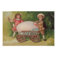 Påskägget Victorian Children Glöm Me Nots Wagon