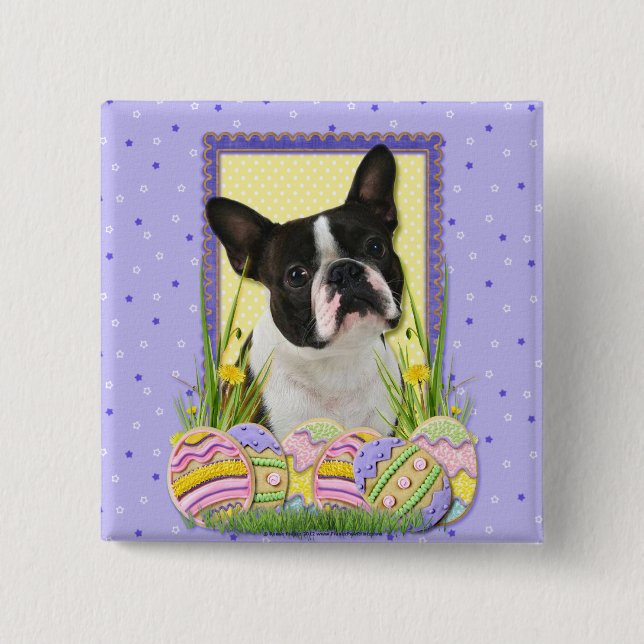Påskäggkakor - Boston Terrier Knapp (Framsida)