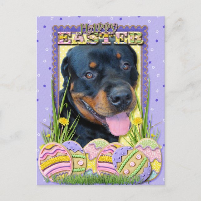 Påskäggkakor - Rottweiler - Harley Helg Vykort (Framsida)