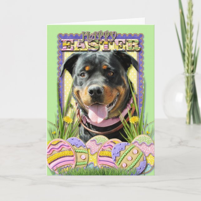 Påskäggkakor - Rottweiler Helgkort (Framsida)