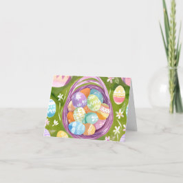 Påskäggs korg | Vår Pastell Watercolor Helgkort