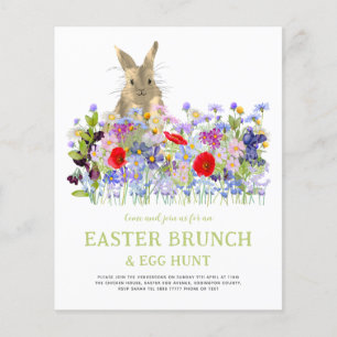 Påskäggsjakt Brunch Söt Kanin Blommig Budget Flygblad