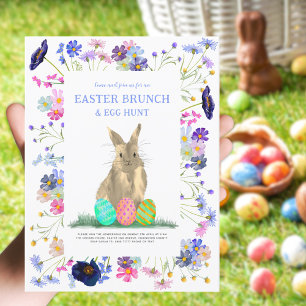 Påskäggsjakt Brunch Söt Kanin Blommig Budget Inbjudan Vykort