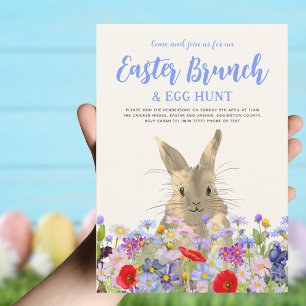 Påskäggsjakt Brunch Söt Kanin Vilda Blommor Inbjudningar