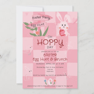 Påskäggsjakt Brunch Söt Rosa Akvarell Kanin Inbjudningar