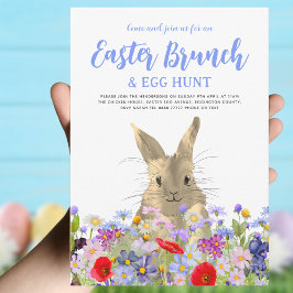 Påskäggsjakt Brunch Söt Vildblomma Kanin Inbjudningar