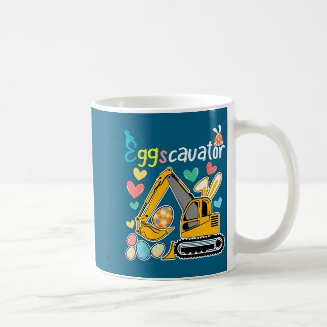 Påskäggsjakt för pojke med grävmaskin kaffemugg (Höger)