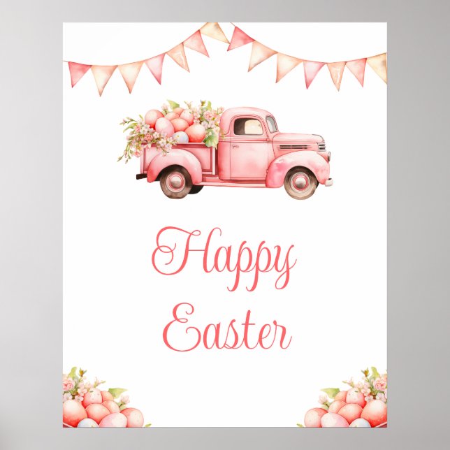 Påskäggsjakt med rosa lastbil poster (Framsidan)