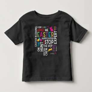 Påskäggsjakt Ordmoln med Barn Namn Svart T Shirt