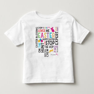 Påskäggsjakt Ordmoln med Barn Namn Vitt T Shirt