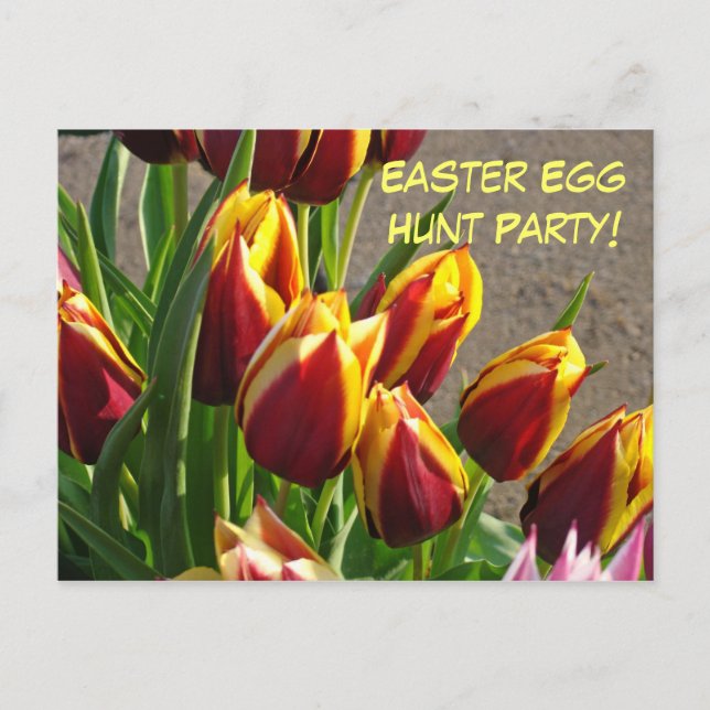 Påskäggsjakt Party! Inbjudan postkort Tulpan (Framsida)