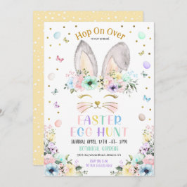 Påskäggsjakt Pastell Regnbåge Kaninöron Inbjudningar