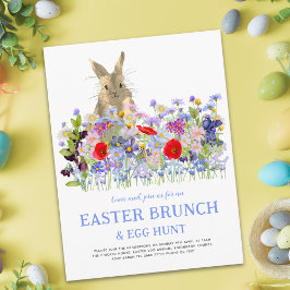 Påskäggsjakt Vårbrunch Kanin Vildblommor Inbjudan Vykort