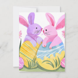 Påskäggskaniner | Pastell Watercolor Julkort