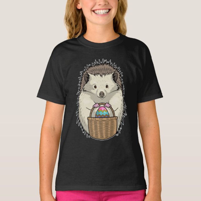 Påskäggskorg för Igelkott påsk T Shirt (Framsida)