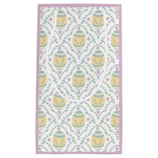 Påskäggsmönstrad presentpåse i Pastell Damask (Framsidan)