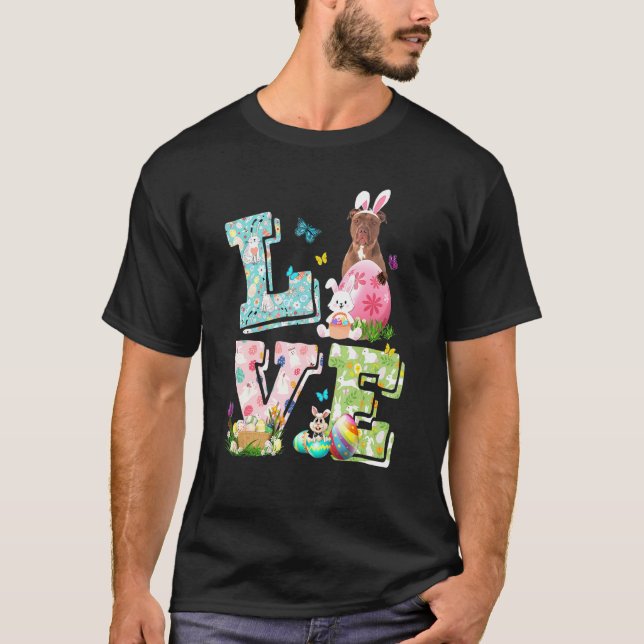 Påskälskostym Pitbull Hund Valp T Shirt (Framsida)