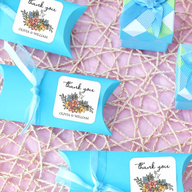 Påskbabyfirande Tack Fyrkantigt Klistermärke (Skapare uppladdad)