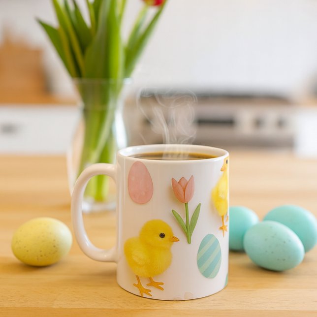Påskbabykycklingar och kanin kaniner kaffemugg (Skapare uppladdad)