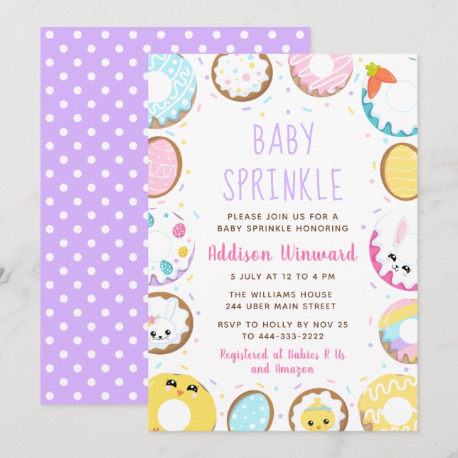 Påskbabyshower Munkar Inbjudningar (Fram/baksida)