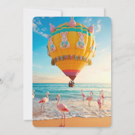 Påskballong och flamingos på stranden julkort