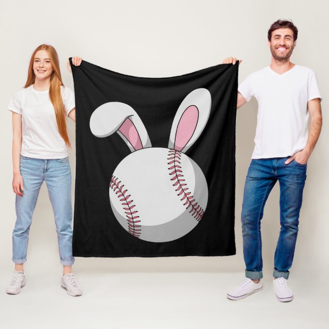 Påskbaseboll Bunny Roliga Kaninöron Fleecefilt (På plats)