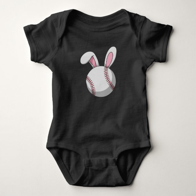 Påskbaseboll Bunny Söta Kaninöron T Shirt (Framsida)