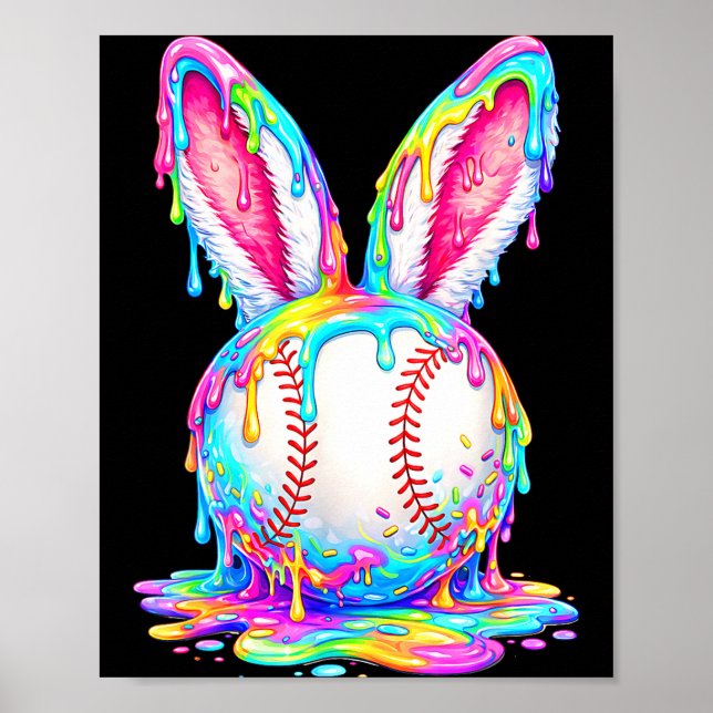 Påskbaseboll Dropp Påskkanin Pojkar Barn Poster (Framsidan)